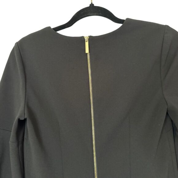 ELLEN TRACY Woman's Black Bell Sleeve Ruffle Hem Exposed Back Zipper Size 6 - Picture 8 of 12